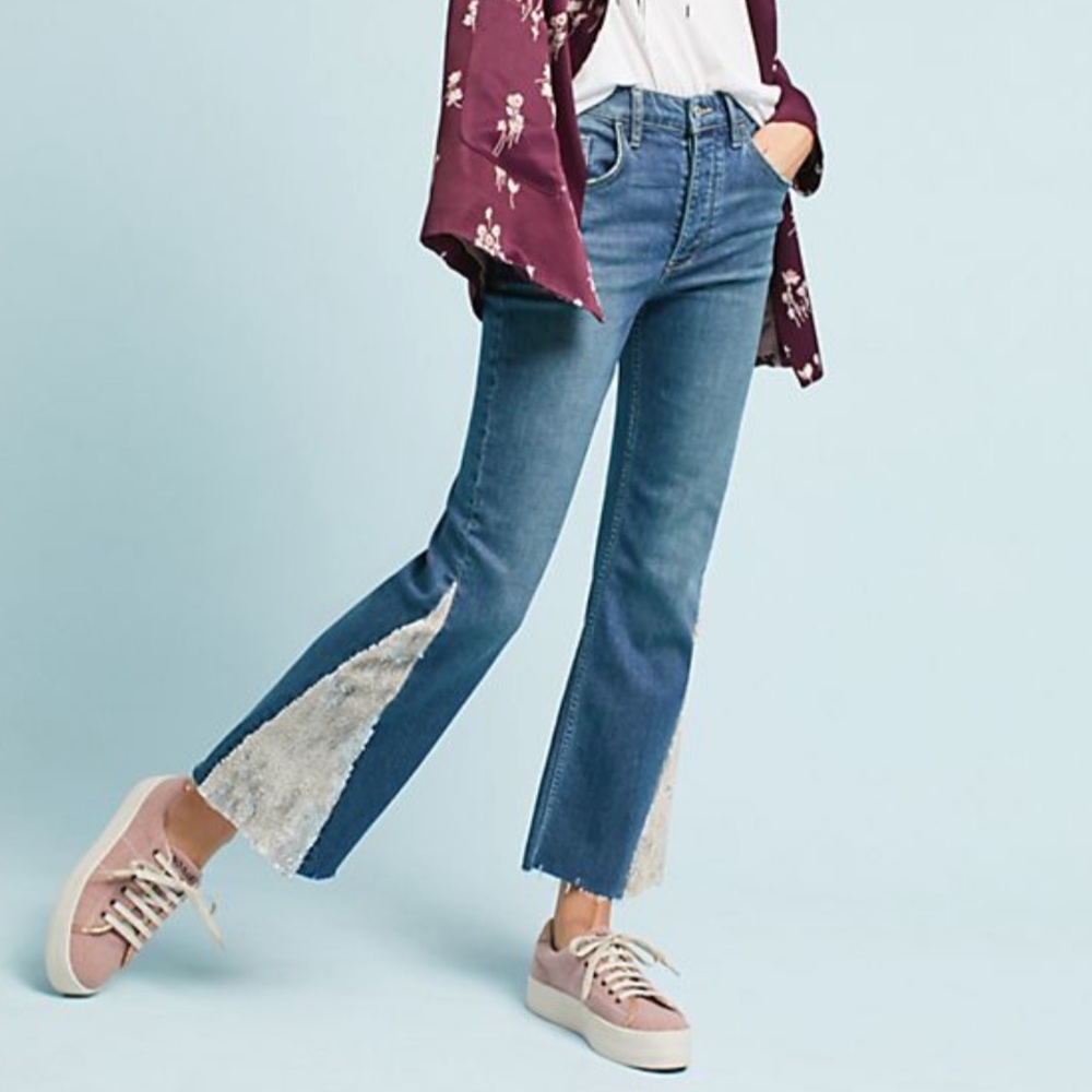 Pilcro and the letterpress high rise sequin flare